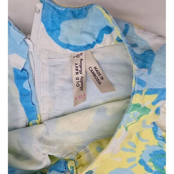 Vintage Navy Baby Girls Floral Dress With Ruffles & Back Zip - Picture 3 of 4